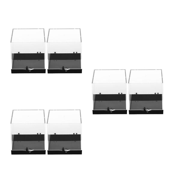 IDEANATEGRATE Dustproof Multi-Color Plastic Rock Display Case for Collection 6Pcs
