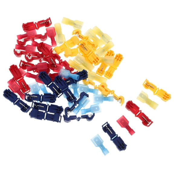Masteelf 60 Pcs T-Tap Wire Connectors Quick Splice Self-Stripping Electrical T-Tap Wire Terminals With Fully Insulated Male Spade Connector Quick Disconnects Kit For Wiring Automotive