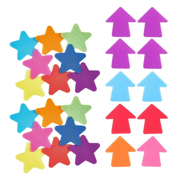 Masteelf 60pcs Carpet Markers Arrow and Star Shaped Spot Marker Floor Spots Sitting Carpet Dots for Classrooms Kindergartens Gym Sport Activities