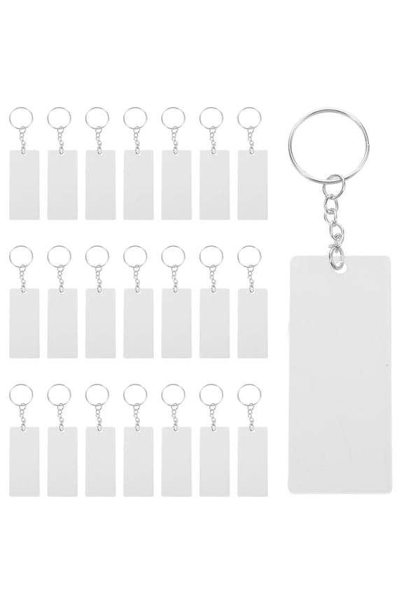 60pcs Clear Acrylic Keychain Blanks Rectangle Acrylic Keychain Blank Clear Keyring Blanks Transparent Keychain Pendants for DIY Projects Crafts