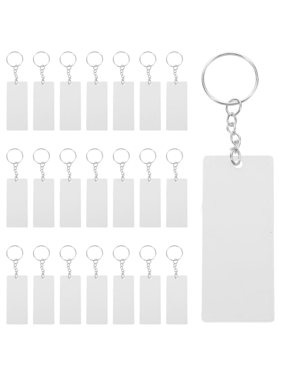 60pcs Clear Acrylic Keychain Blanks Rectangle Acrylic Keychain Blank Clear Keyring Blanks Transparent Keychain Pendants for DIY Projects Crafts