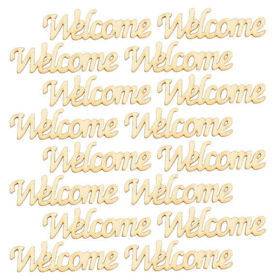 Masteelf 60pcs DIY Unfinished Wooden Welcome Words Paintable Cutouts Unfinished Wood Welcome Slices Crafting Supplies Embellishments