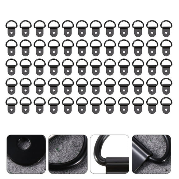 Masteelf 60pcs Small D-Ring Buckle Picture Frame Hooks Handmade Accessory (Black)