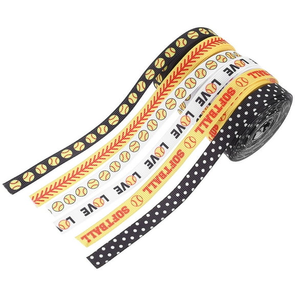 Masteelf 6PCS Baseball Softball Ribbons for Crafting Sports Ribbon for Party Decorations DIY Wreath Sewing Project Wrapping Supplies