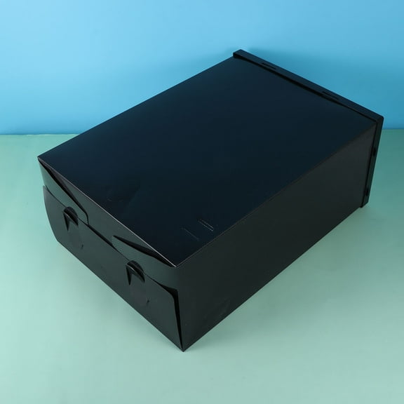 Masteelf 6PCS Black Stackable Shoes Storage Box Plastic Shoe Organizer with Transparent Door Size L