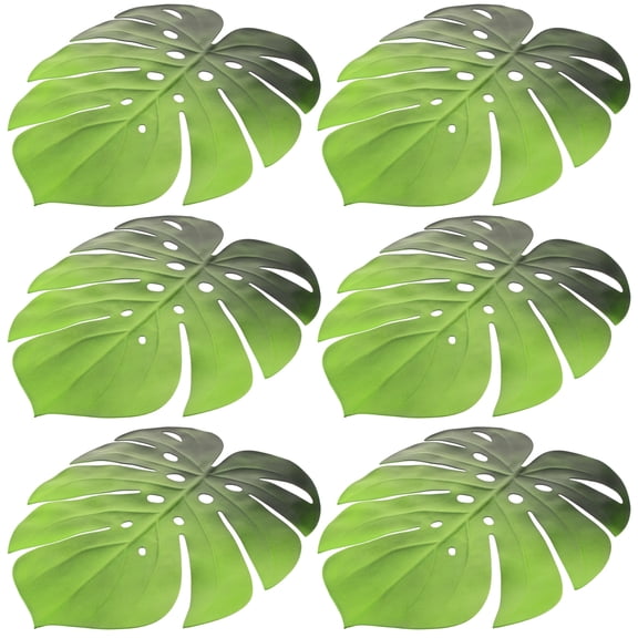 Masteelf 6Pcs Anti-Slip Green EVA Placemats in Monstera Leaf for Tableware Protectors