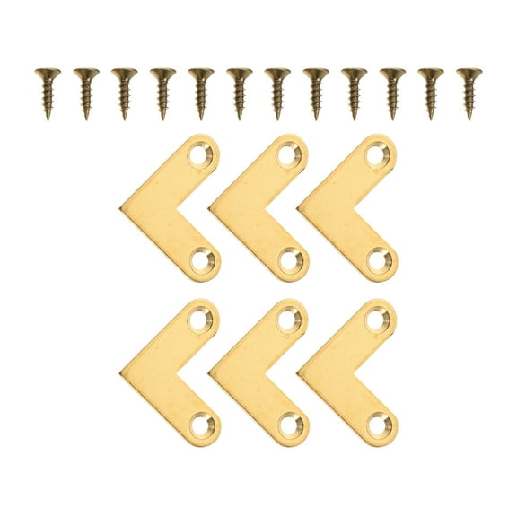 WRITWAA 6Pcs Golden Brass Flat Corner Brackets Smooth Surface Furniture Joints