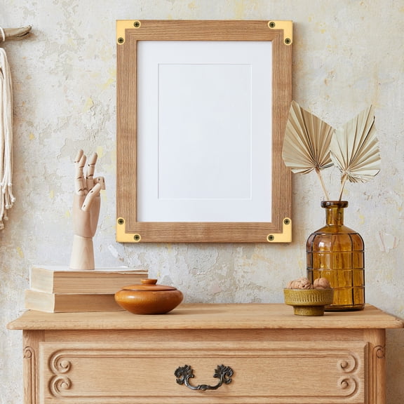 WRITWAA 6Pcs Golden Brass Flat Corner Brackets Smooth Surface Furniture Joints