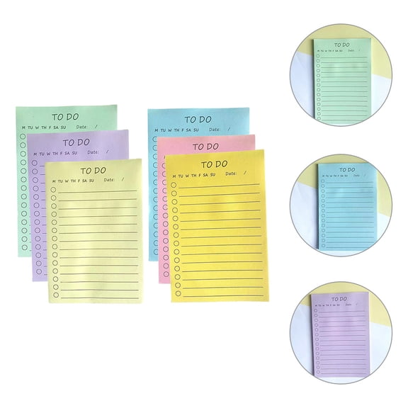 Masteelf 6Pcs Memo Pads Sticky Memo Stickers Lovely Sticky Tabs Portable To-do List Memo Pads Sticky Tabs