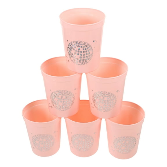Masteelf 6Pcs Pink Plastic Drinking Cups Durable Reusable for Parties Weddings and Household Use