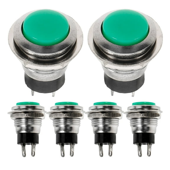 Masteelf 6pcs Car Horn Button Switch Self Resetting Button Switch 2 Pin Push Button Switch (Without Line)