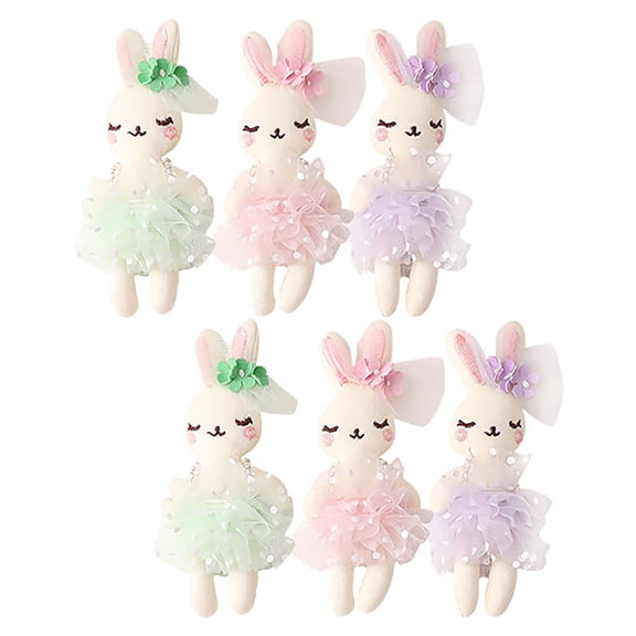 Masteelf 6pcs DIY Rabbit Headband Ornament Soft Fabric Mesh Plush Bunny Doll Stuffed Animals for Hair Accessories Versatile DIY Bunny Doll Decorations
