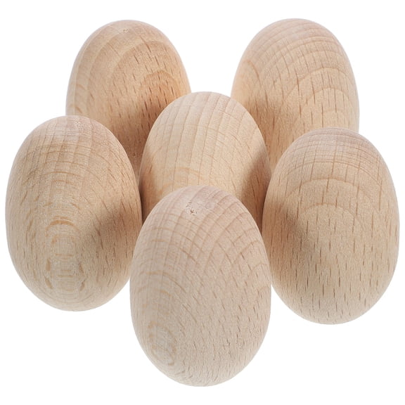 Masteelf 6pcs Unfinished Wooden Eggs for Painting, Craft Supplies for Art Projects, Home Decor and Woodworking
