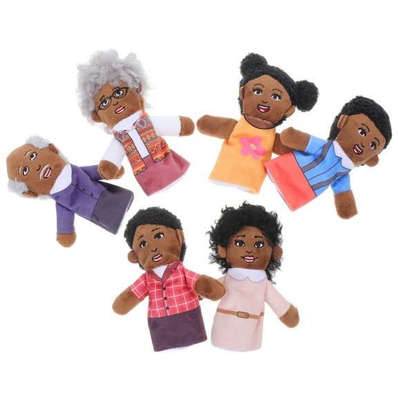 Masteelf 6pcs Family Plush Finger Puppets For Toddlers Cute Hand Puppets For Kids Storytelling Role Play, Preschool Learning Parents Shows Puppet Creative Toys