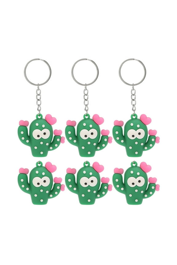6pcs Funny Cactus Keychains Creative Key Holder Stylish Key Ring Key Decoration Small Gift for Girls Kids