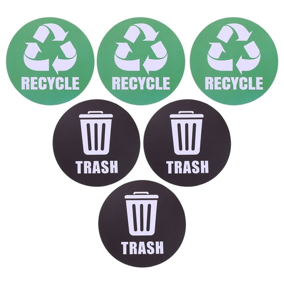 Masteelf 6pcs Garbage Sorting Stickers Waste Bin Classification Labels Waterproof for Home Office School Commercial Events Apartments Hotels Gyms Rooms Bars