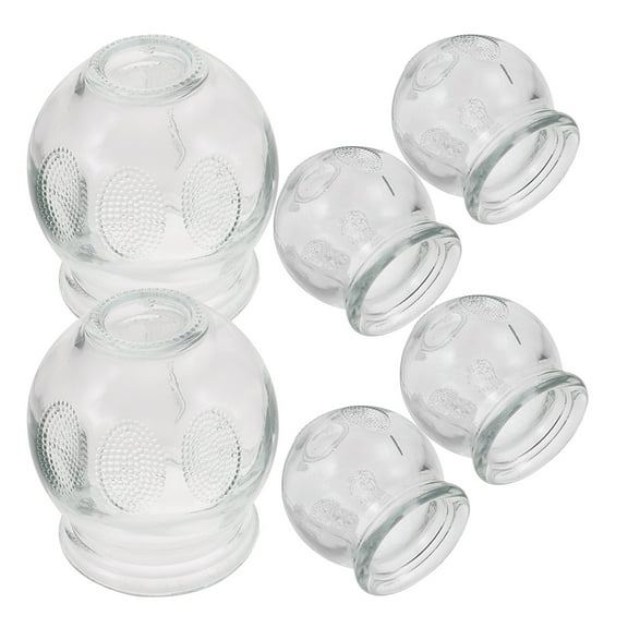 Masteelf 6pcs Glass Cupping Set For Home Use Body And Facial Massage Cups Transparent Glass Jars For Fire Cupping Glass Massage Cupping Cups