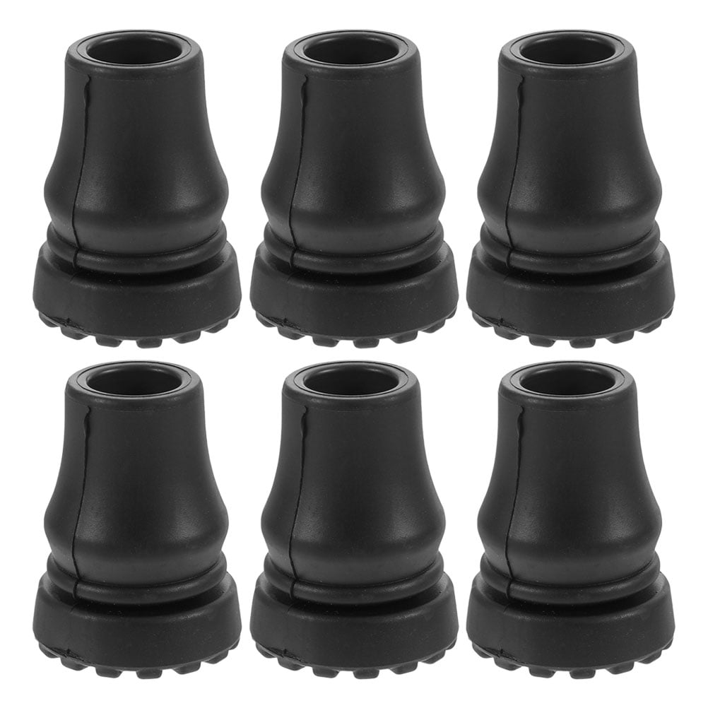 Masteelf 6pcs Hiking Pole Tips Anti-Slip Rubber Walking Stick Protectors Shock-Absorbing Cane Foot Pads Trekking Pole Accessories