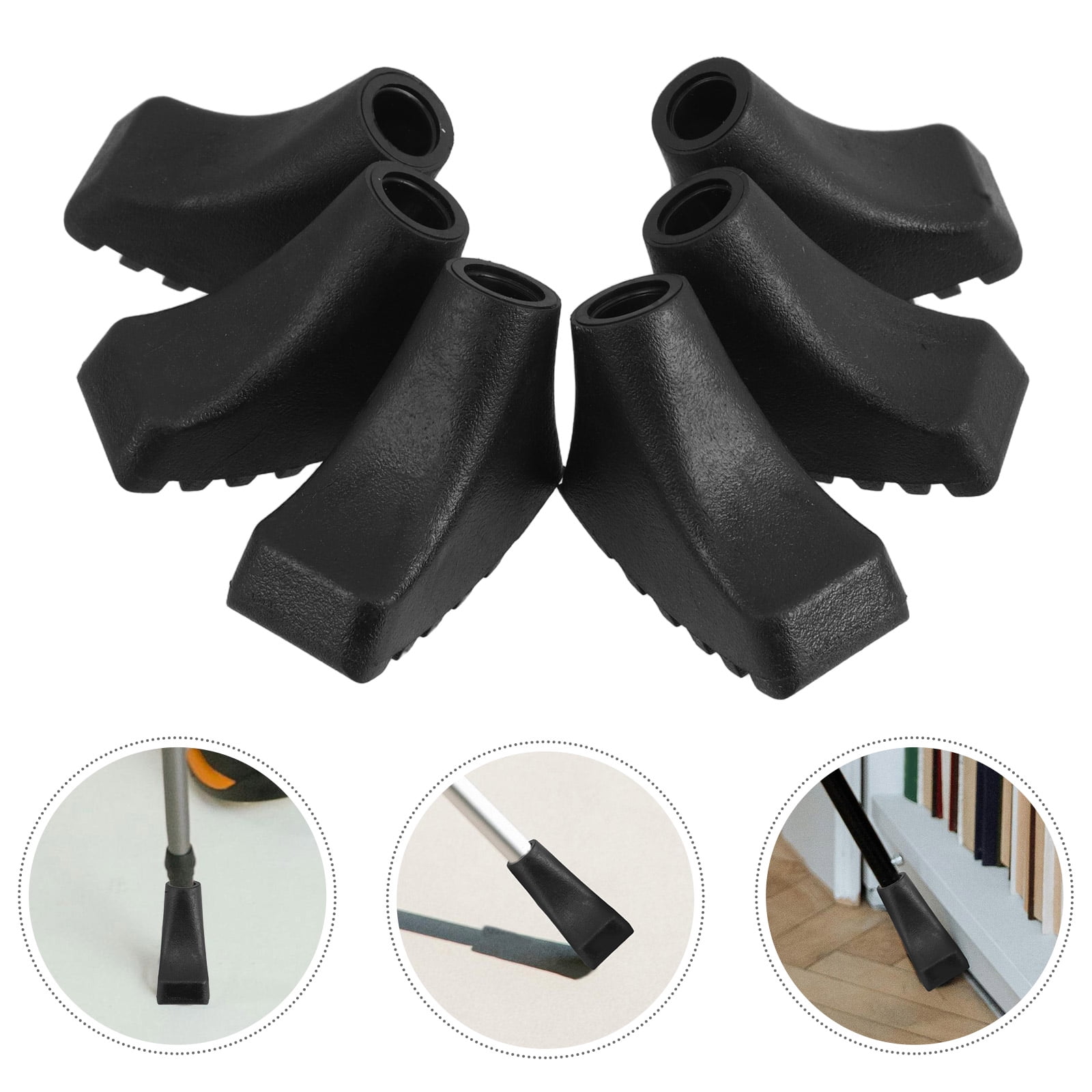 Masteelf 6pcs Hiking Pole Tips Replacement Trekking Pole Accessories Anti-Slip Ends for Walking Sticks Walking Canes Crutches End Caps