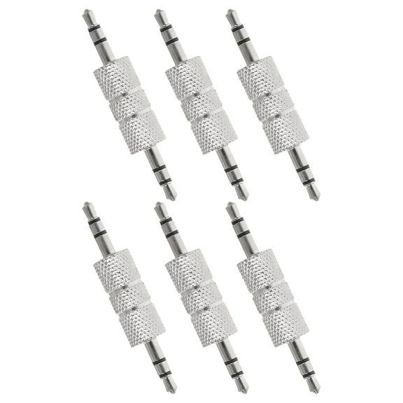Masteelf 6pcs Male to Male Audio Adapter 3.5mm Coupler Joiner Stereo Jack Adapter Connectors