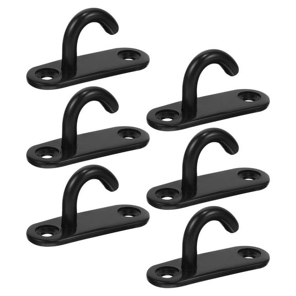 Masteelf 6pcs Stainless Steel Ceiling Hooks Marine Ring Hooks Pad Eye Plate U Hooks Wall Mount Eye Plate Hooks for Marine Garden Outdoor Use M5