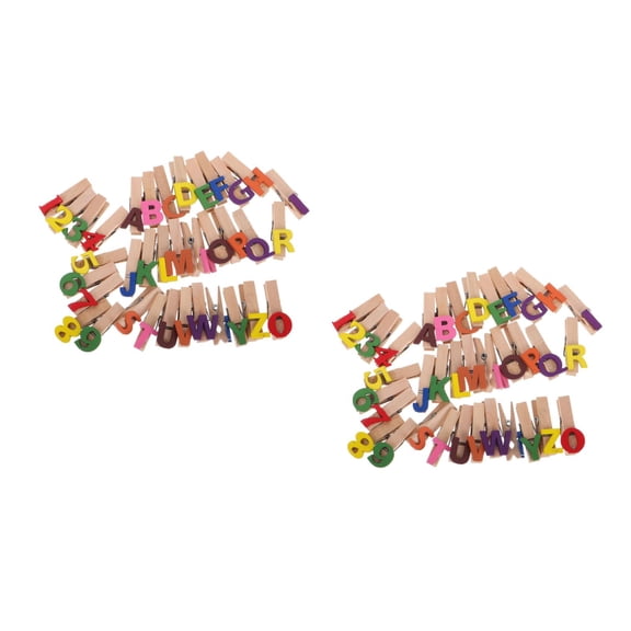 Masteelf 70 pcs Mini Clothespins With Number And Letter Small Wooden Clips Photo Clips Scraping Book Crafts For Hanging Photos Notes And Cards