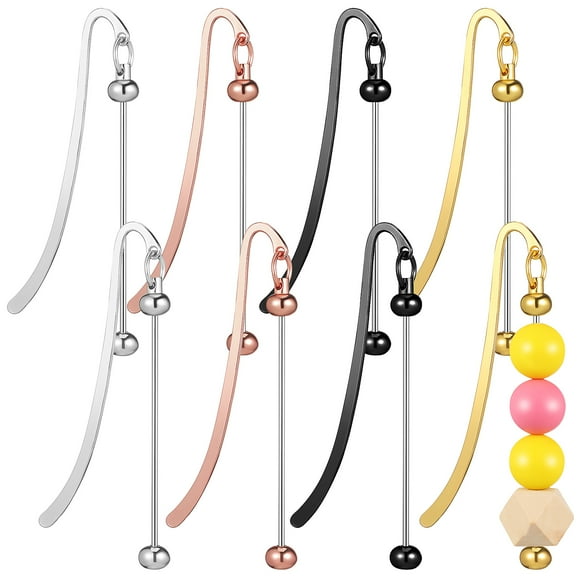 Masteelf 8 Pcs Blank Metal Bookmarks Beaded Bookmarks For Diy Projects Reading Record Book Marks For Book Lovers And Teacher Gifts