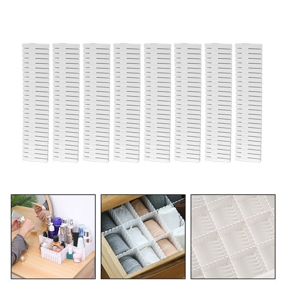 Masteelf 8 Pcs Organisers Divider Storage Sub-grid Drawer Separators 32.4X7cm White