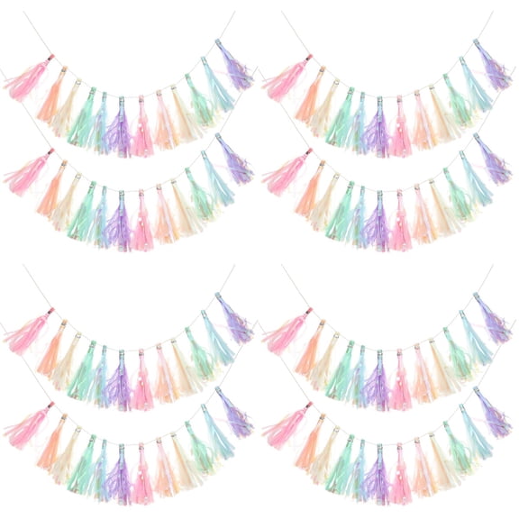 Masteelf 8 Pcs Paper Tassel Garland Banner Birthday Party Backdrop Wall Hanging Decor Girls Room Decor