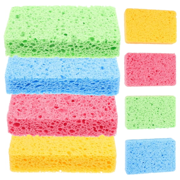 Masteelf 8 Pcs Refill Non Scratch Scourers Wood Pulp Cleaning Sponge 11.00X7.00X2.00CM