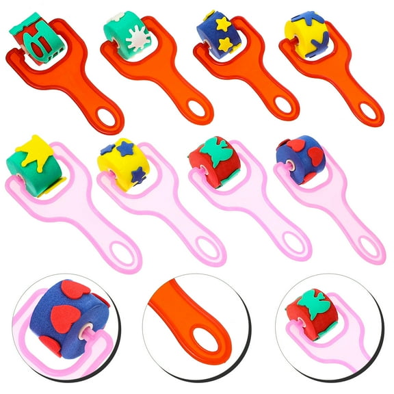 Masteelf 8 Pcs Shape Painting Sponges for Kids Portable Stampers Colorful Rollers Child