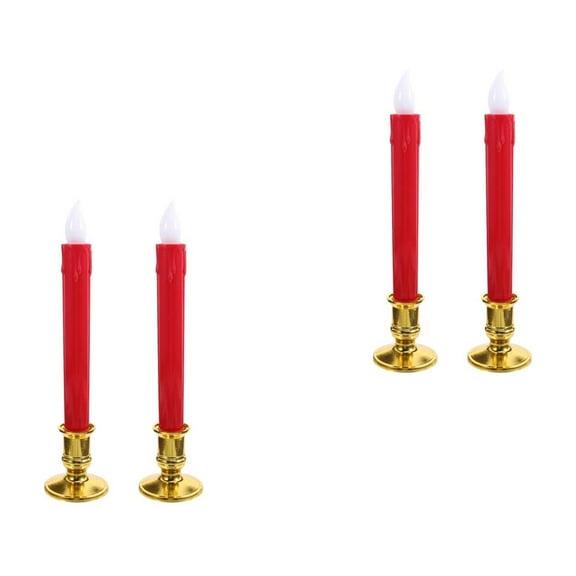 OFFIGAM Red ABS Flameless Taper Candles, Cozy LED Light, Perfect for Parties, 8Pcs