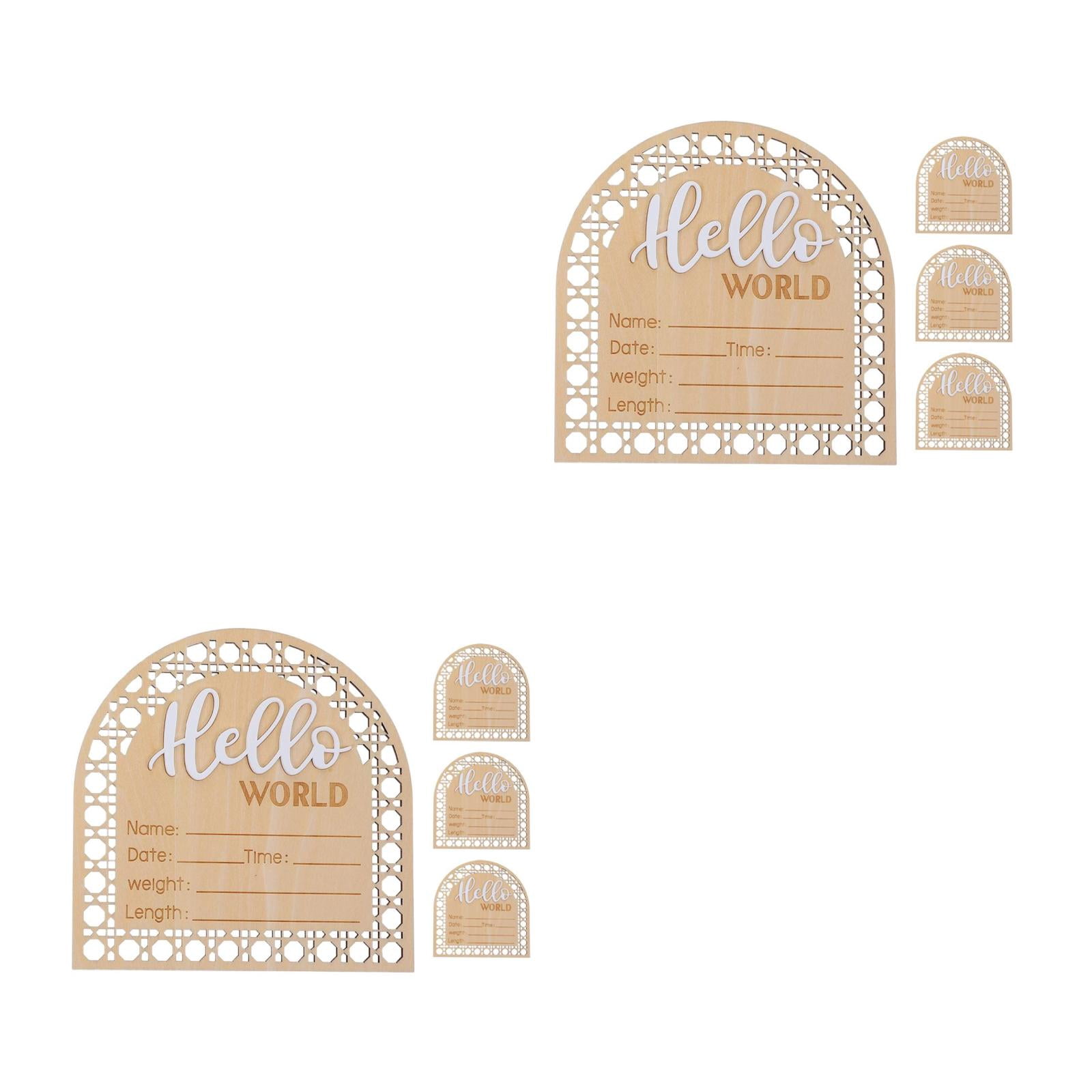 Masteelf 8 pcs Baby Announcement Sign Wood Announcement Sign Newborn Welcome Sign Wooden Baby Name Announcement Sign for Nursery Photo Prop