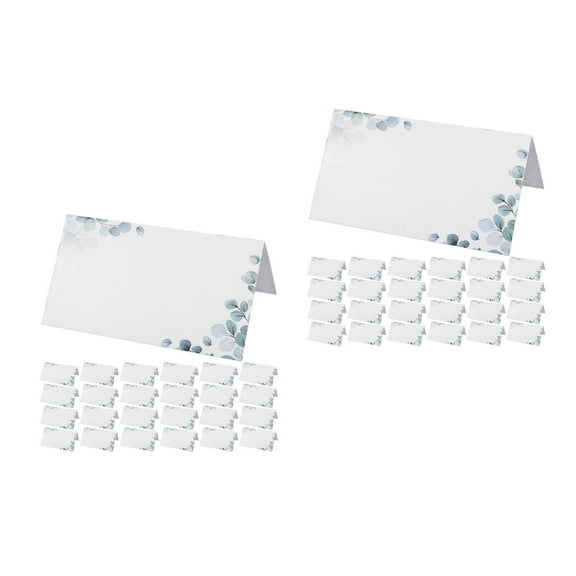Masteelf 80 pcs Greenery Place Cards For Wedding Reception Foldable Eucalyptus Name Tags For Table Seating Printable Tent Cards For Party And Buffet Food Labels
