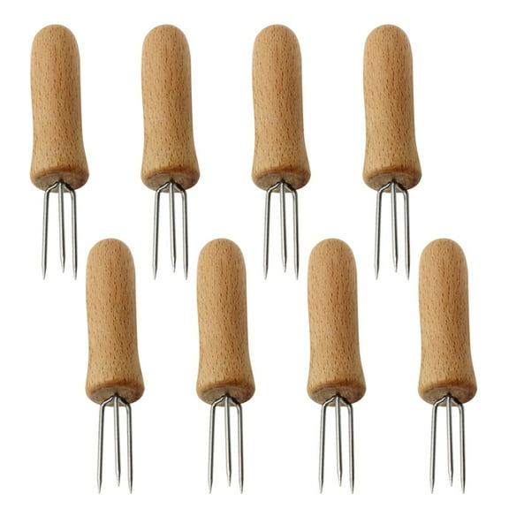 SWETRACE Kabob Skewers Barbecue Forks Corn Steel Fork General Users 8Pcs 4.1x0.8x0.8in