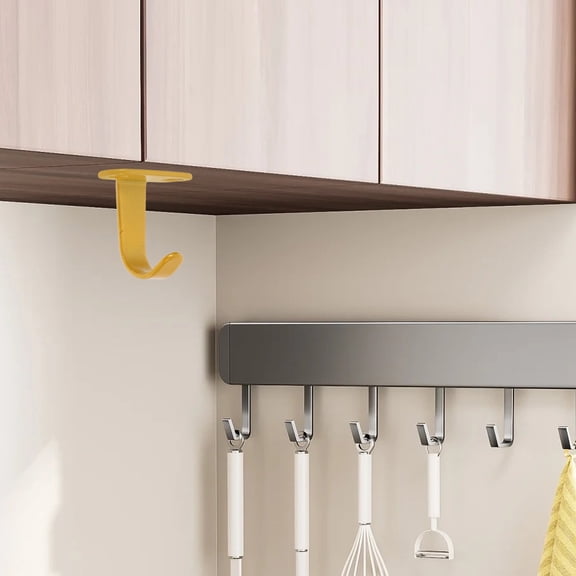 Masteelf 8pcs Heavy Duty Kitchen Cabinet Hooks Ceiling Hooks Multi-Functional Wall Mounted Robe Clothes Hanger for Coats Pots Plants