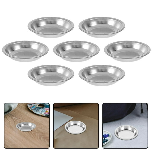 Masteelf 8pcs Stainless Steel Paint Palettes For Watercolor And Oil Painting Small Round Easy To Clean Painting Makeup Palette Paint Tray