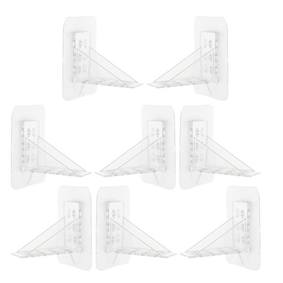 Masteelf 8pcs Transparent Reinforced Shelf Brackets for Floating Shelves Corner Bracket Wall Shelf Brackets Plastic Shelf Brackets Adhesive Shelf Support