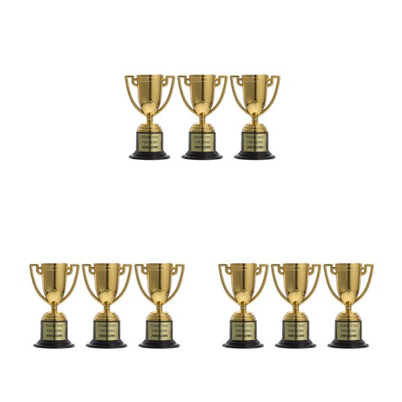 Masteelf 9 pcs Plastic Golden Trophy Cup for Kids Achievement Prize Awards Motivational Recognition for School Sports Office Birthday Party Favors Decor Props