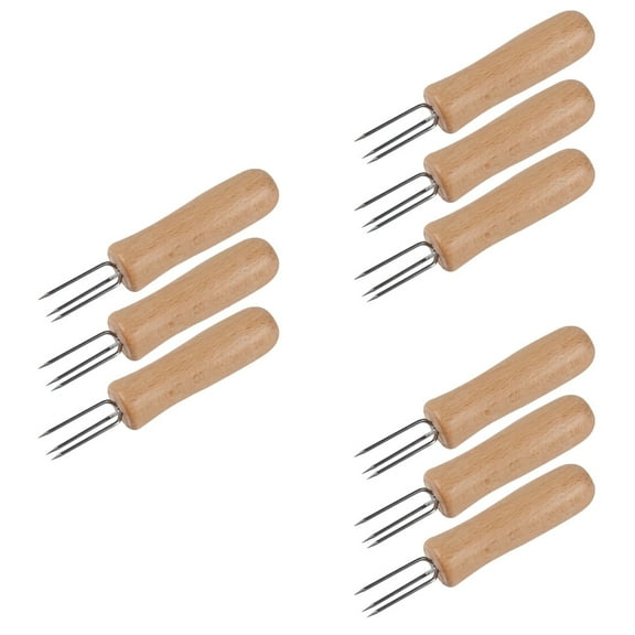 Masteelf 9 pcs Stainless Steel Fruit Picks Corn Forks Kitchen Tools for Home Restaurant