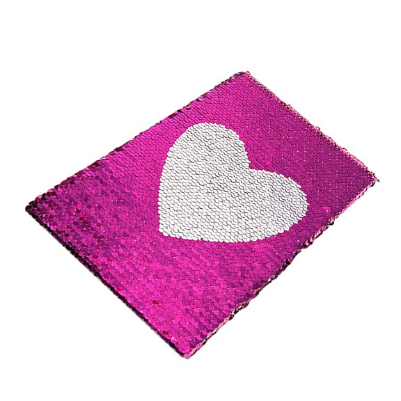 Masteelf A5 Heart Sequin Notebook Notepad Memo Notebook with Sequin Cover for Diary Journal Travel (Rosy)