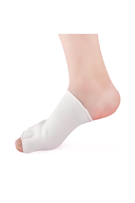 Gel and Cotton Toe Socks for Women White Anti Slip Bottom Half Foot Cover for Size