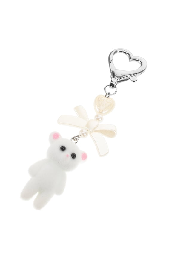 Accessory Fuzzy Bear Keychain 10.00X3.20X1.70CM White
