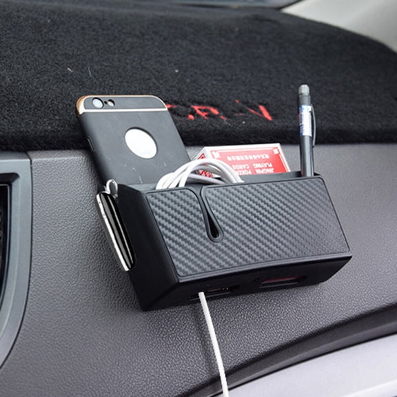 Masteelf Adhesive Car Storage Box Carbon Fiber Container Organizers Phone Holder for Car - Big Size