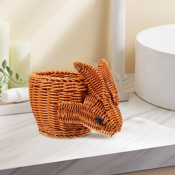 Masteelf Adorable Rabbit Shaped Storage Basket for Home Decor Lightweight and Portable Imitation Rattan PP