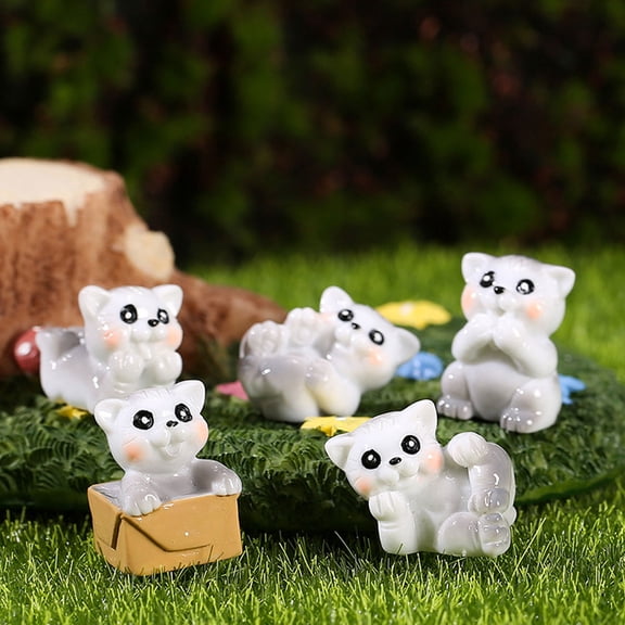 Masteelf Adorable Resin Mini Cat Figurines for Home Decor Assorted Color Tiny Cartoon Cat Statues