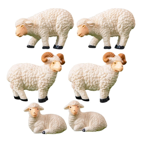 Masteelf Adorable Resin Sheep Figurines for Decoration Use Assorted Color 6pcs Miniature Goat Models for