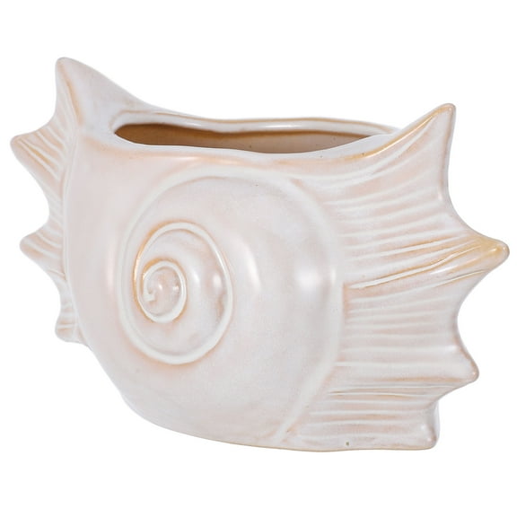 Masteelf Adorable White Ceramic Sea Shell Planter for Small Spaces and Decorations 4.5 Inches