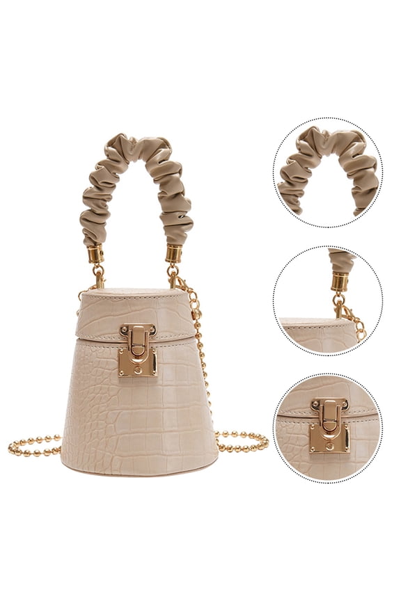 Alligator Pattern Messenger Bag Tote with Compartments Miss Beige