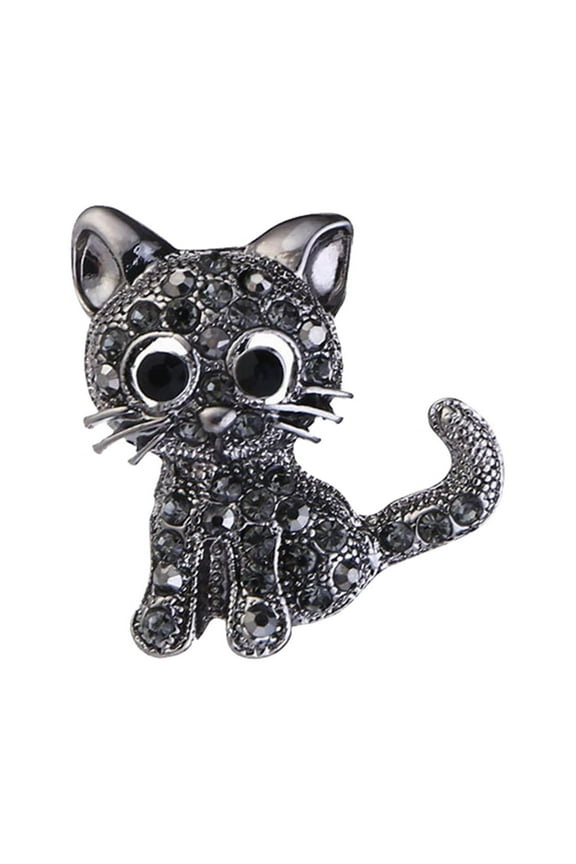 Animal Pin Badges 1Pcs Cat Shape Brooch Rhinestone Zinc Alloy For Bags Scarves Clothes Pants Accessories